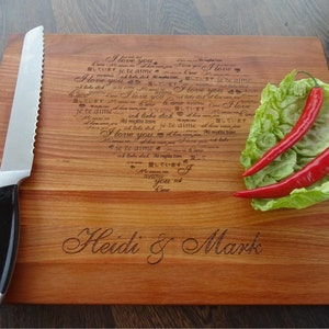 Custom Cutting Board HEART. Laser Engraved Handmade Wooden Chopping Board. Birthday, Wedding, Mother&#39;s Day, Anniversary Gift by Algis Crafts