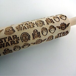 STAR WARS Embossing Rolling pin. Wooden laser engraved rolling pin with Star wars pattern image 5