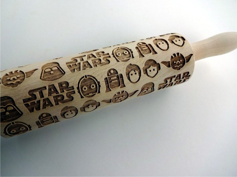 STAR WARS Embossing Rolling pin. Wooden laser engraved rolling pin with Star wars pattern image 5