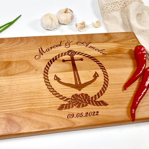 Custom Cutting Board FAMILY HARBOR. Laser Engraved Handmade Wooden Chopping Board. Birthday, Wedding, Anniversary Gift by Algis Crafts.