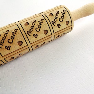 Personalized Rolling Pin-with COUPLE NAMES. Embossing rolling pin. Wedding gift. Lazer engraved roller for homemade cookies by Algis Crafts