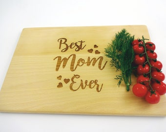 Cutting Board for MOTHER with Hearts. Laser Engraved Handmade Wooden Chopping Board. Mother's Day gift by Algis Crafts. Best Mom.