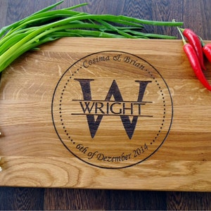 Custom Cutting Board with MONOGRAM. Laser Engraved Handmade Wooden Chopping Board. Birthday, Wedding, Anniversary Gift by Algis Crafts