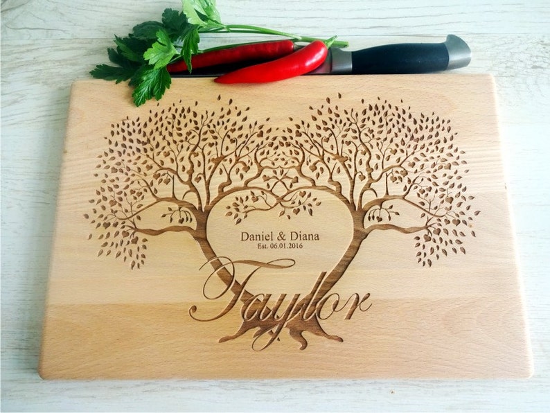 Custom Cutting Board FAMILY TREE. Laser Engraved Handmade Wooden Chopping Board. Birthday, Wedding, Couple, Anniversary Gift by Algis Crafts image 3