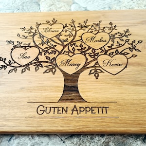 Personalized Cutting Board with Tree and Hearts. Laser Engraved Handmade Wooden Chopping Board. Housewarming, Wedding Gift by Algis Crafts