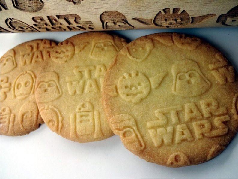 STAR WARS Embossing Rolling pin. Wooden laser engraved rolling pin with Star wars pattern image 4