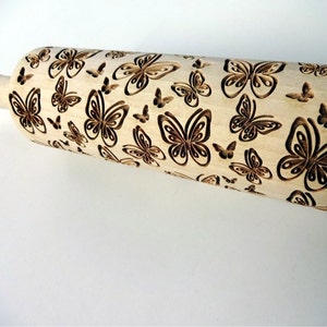 Butterflies pattern Rolling pin. Embossing Rolling Pin for embossed cookies with Butterflies image 5