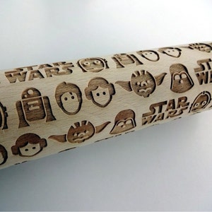 STAR WARS Embossing Rolling pin. Wooden laser engraved rolling pin with Star wars pattern image 2