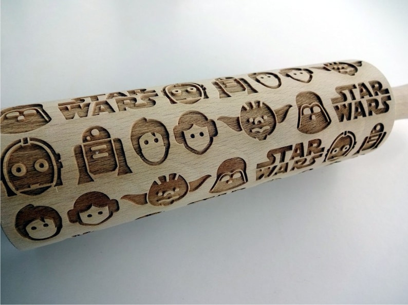 STAR WARS Embossing Rolling pin. Wooden laser engraved rolling pin with Star wars pattern image 2