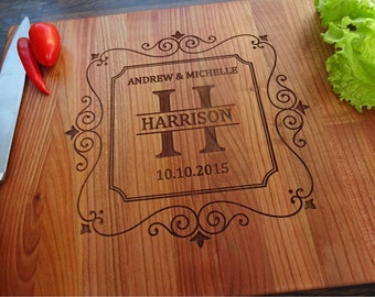 Custom Cutting Board with Monogram.Laser Engraved Handmade Wooden Chopping Board. Birthday, Wedding, Anniversary Gift by Algis Crafts