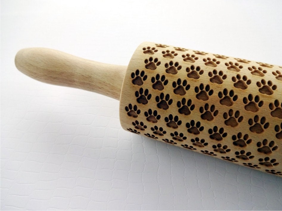 Embossing Rolling Pin With PAW Pattern. Engraved Rolling Pin Etsy