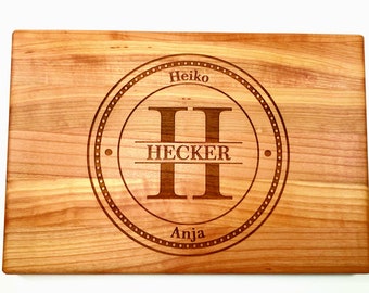 Personalized  Cutting Board FAMILY MONOGRAM. Custom Lazer engraved. Weddings, Mother's Day gift, Father's Day gift, anniversary gift