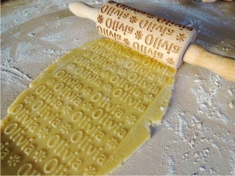 Personalized KIDS Rolling Pin with NAME. Embossing rolling pin. Kids Baking Rolling Pin. Pretend Kitchen Play image 4