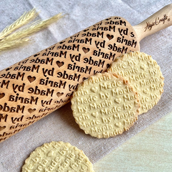 Personalized Embossed Rolling Pin – Made by: Cookie & Pottery Gift