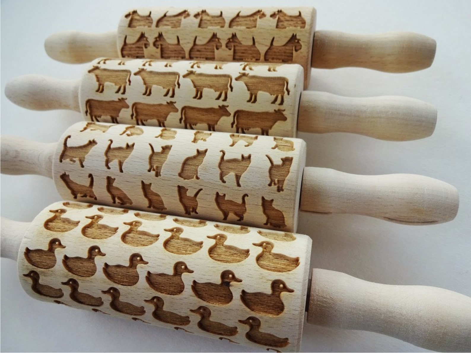 2 3 4 or 5 ANY Pattern KIDS Rolling Pin SET. Wooden Laser Etsy