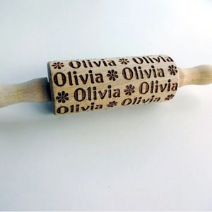 Personalized KIDS Rolling Pin with NAME. Embossing rolling pin. Kids Baking Rolling Pin. Pretend Kitchen Play image 3