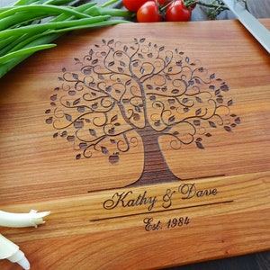 Custom Cutting Board TREE. Laser Engraved Handmade Wooden Chopping Board. Birthday, Wedding Mother&#39;s Day Anniversary Gift by Algis Crafts