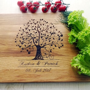 Custom Cutting Board Tree and Bicycle. Laser Engraved Handmade Wooden Chopping Board. Birthday, Wedding, Anniversary Gift by Algis Crafts