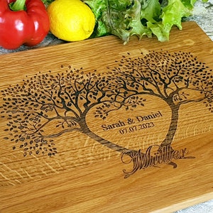 Custom Cutting Board FAMILY TREE. Laser Engraved Handmade Wooden Chopping Board. Birthday, Wedding, Couple, Anniversary Gift by Algis Crafts Oak
