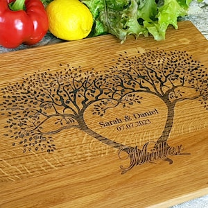 Custom Cutting Board FAMILY TREE. Laser Engraved Handmade Wooden Chopping Board. Birthday, Wedding, Couple, Anniversary Gift by Algis Crafts Oak