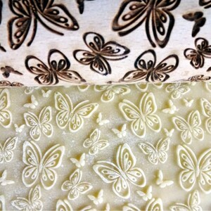 Butterflies pattern Rolling pin. Embossing Rolling Pin for embossed cookies with Butterflies image 3