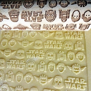 STAR WARS Embossing Rolling pin. Wooden laser engraved rolling pin with Star wars pattern image 3