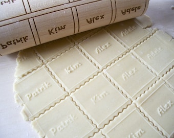 Personalized Names Rolling Pin, Custom Embossed Cookies with Family Names