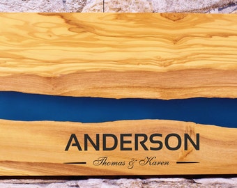 Custom Cutting Board with Design. Laser Engraved Custom Gift for Wedding Birthday Anniversary Housewarming. Resin Charcuterie Board.