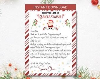 Santa Letter Editable Template Printable Instant Download