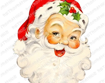 Retro Santa, Christmas Wall Art, Vintage Santa