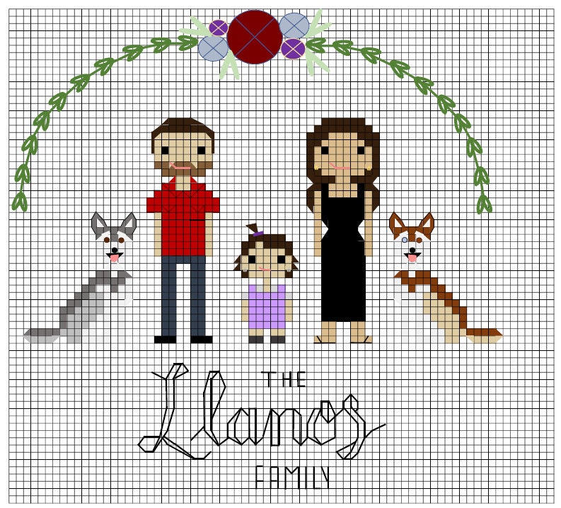 PDF Pattern Custom cross stitch family portrait Etsy
