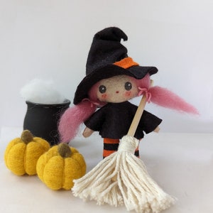 PDF Digital Doll Pattern- Sewing template and instructions for 5 inch/13cm  mini doll. Witch Doll
