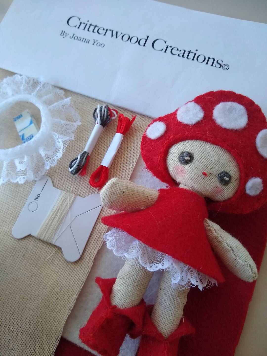 Amanita Toadstool Doll Making Kit, Sewing Kit, Soft Toy, Doll DIY