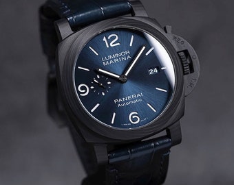 PANERAI Luminor Marina Automatik-Herrenuhr mit blauem Zifferblatt, Artikelnummer PAM01313