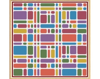 Geometric 7 - Bricks - Counted Cross Stitch Pattern (X-Stitch PDF)