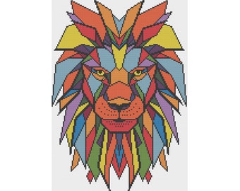 Geometric Lion - Counted Cross Stitch Pattern (X-Stitch PDF)