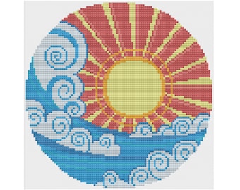 Ocean Sunset - Counted Cross Stitch Pattern (X-Stitch PDF)