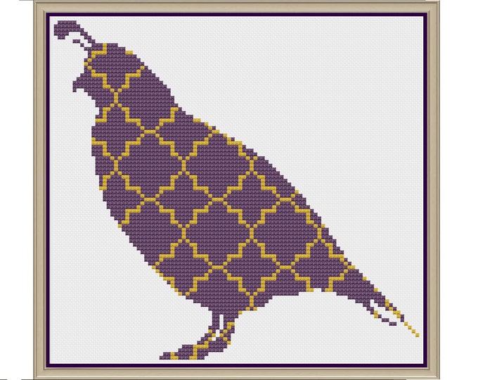 Quatrefoil Quail Counted Cross Stitch Pattern xstitch PDF Etsy