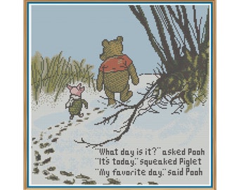 Winnie The Pooh - It's Today - Counted Cross Stitch Pattern (X-Stitch PDF)