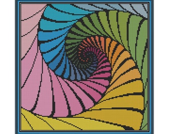 Fractal 1 - Quadruple Nautilus - Counted Cross Stitch Pattern (X-Stitch PDF)