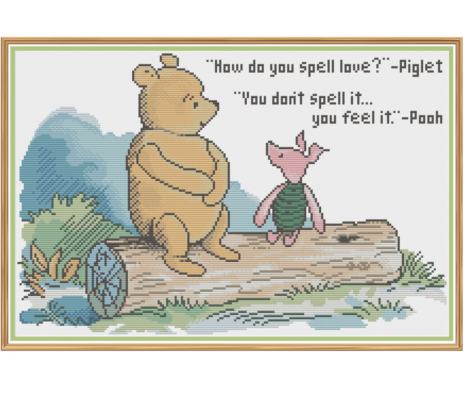 Winnie The Pooh - How Do You Spell Love? - Counted Cross Stitch Patte…
