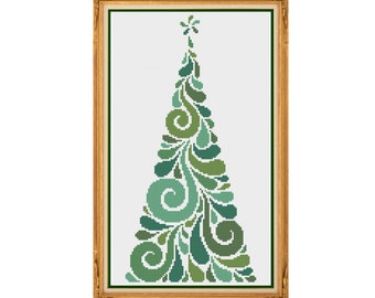Modern Christmas Tree - Counted Cross Stitch Pattern (X-Stitch PDF)