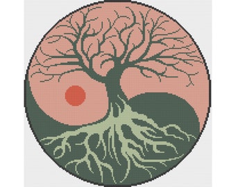 Yin-Yang Tree Of Life - Counted Cross Stitch Pattern (X-Stitch PDF)