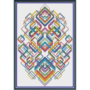 Geometric 1 - Rainbow Ribbons - Counted Cross Stitch Pattern (X-Stitch PDF)