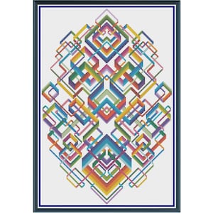 Geometric 1 - Rainbow Ribbons - Counted Cross Stitch Pattern (X-Stitch PDF)