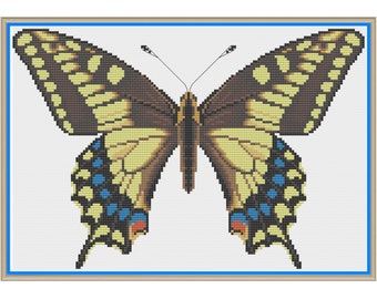 Yellow Swallowtail Butterfly (Papilio machaon) - Counted Cross Stitch Pattern (X-Stitch PDF)