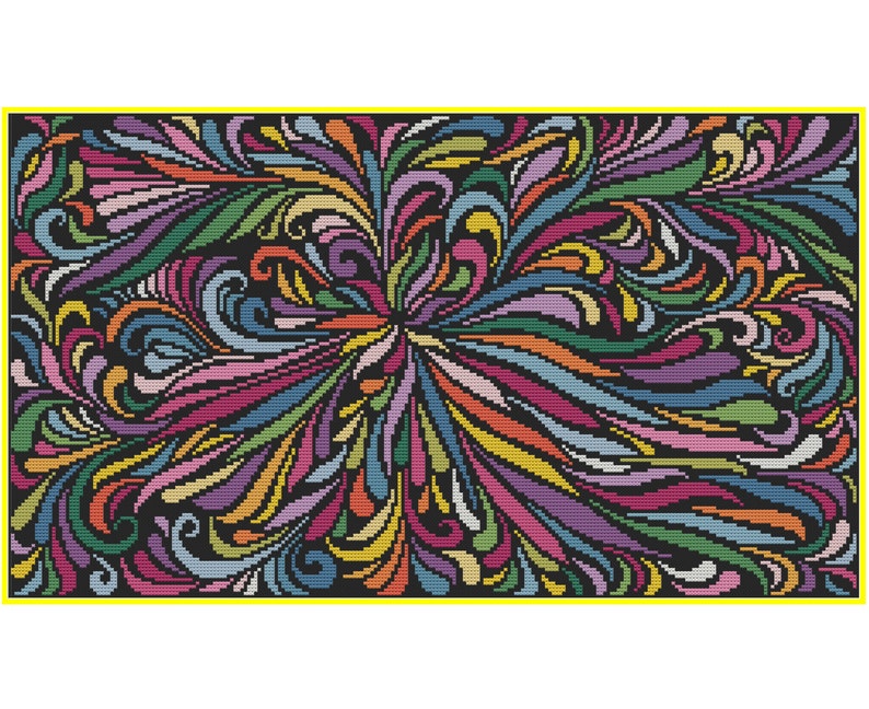 Abstract 1 Rainbow Party Counted Cross Stitch Pattern Etsy