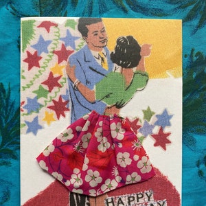 Retro vintage stijl, Fifties mode, handgemaakt, eigenzinnig, naaien, kaarten voor crafters, retro mode, meisjes verjaardagskaart, dansen, volledige rok