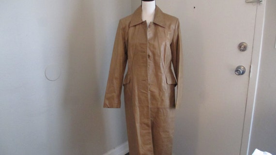 Zara Women's 100% Leather Trench Coat Caramel