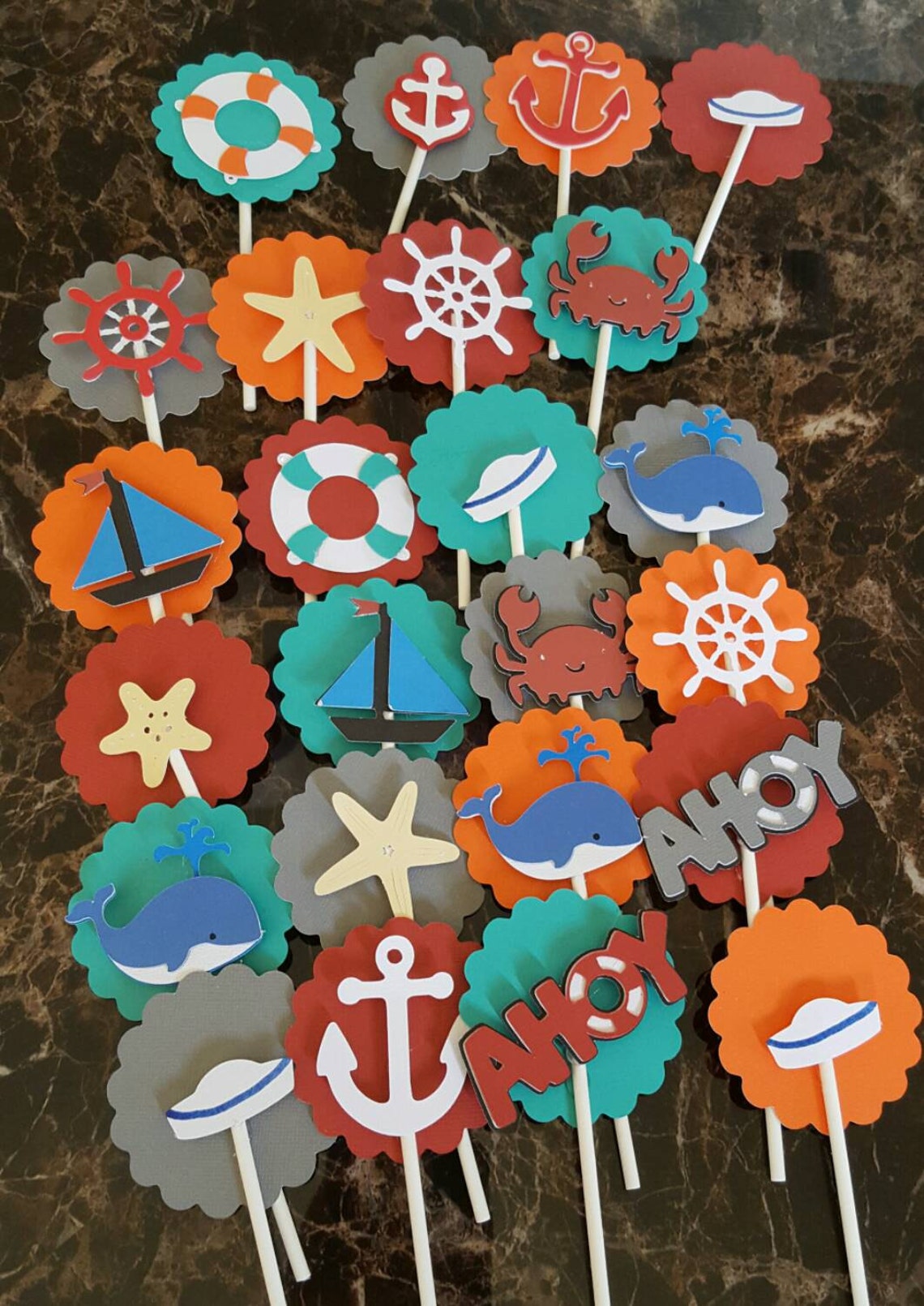 Nautical cupcake toppers 12 Etsy